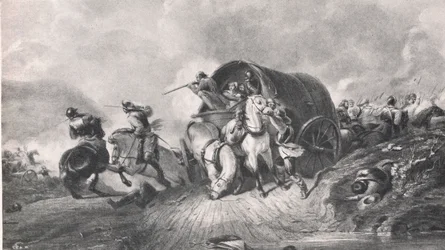 An Attack on a Baggage Wagon: An Incident at the Battle of Naseby, illustration from 